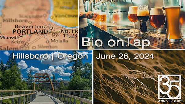 Graphic to promote Bio on Tap event on June 26 2024